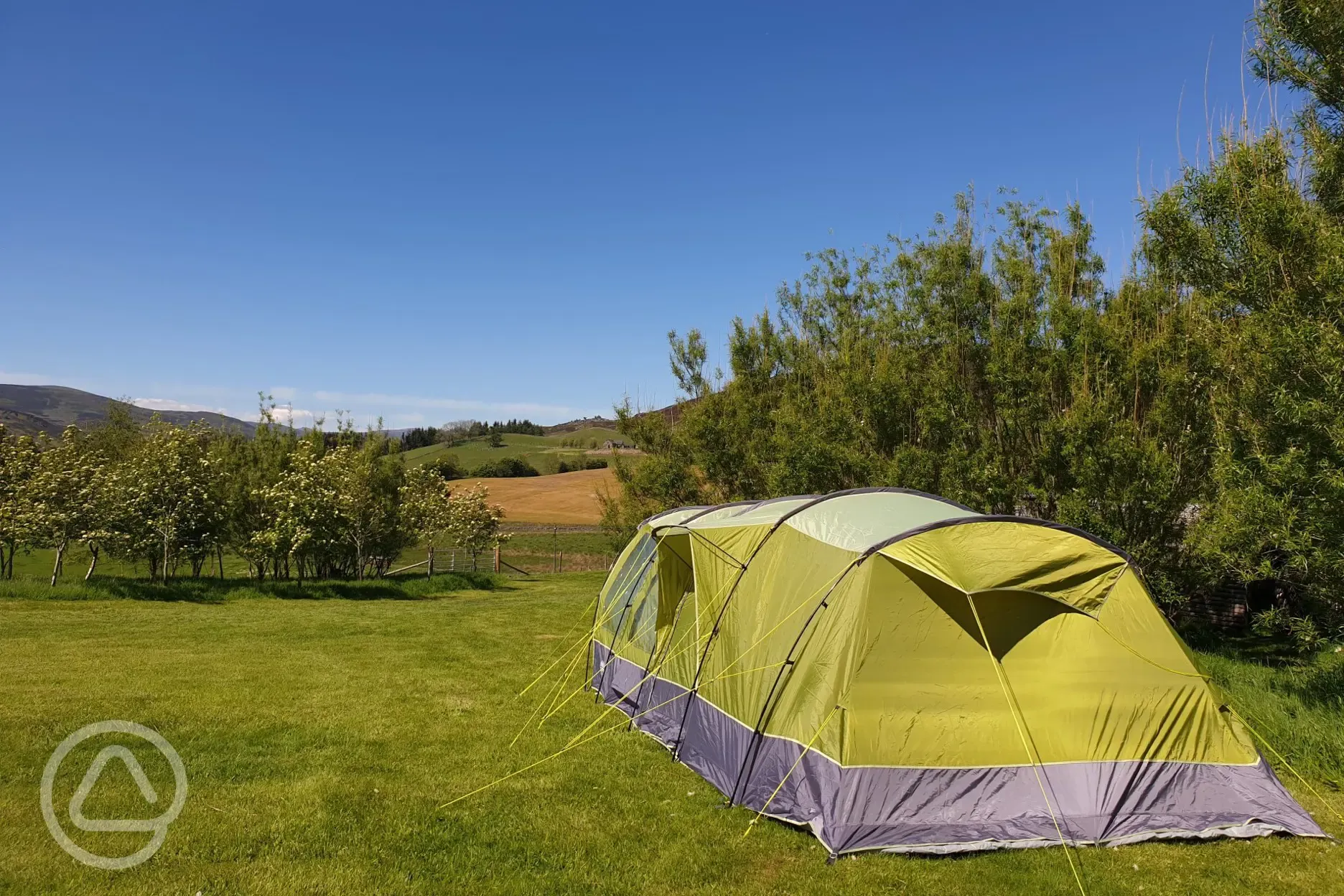 Non electric grass tent pitches