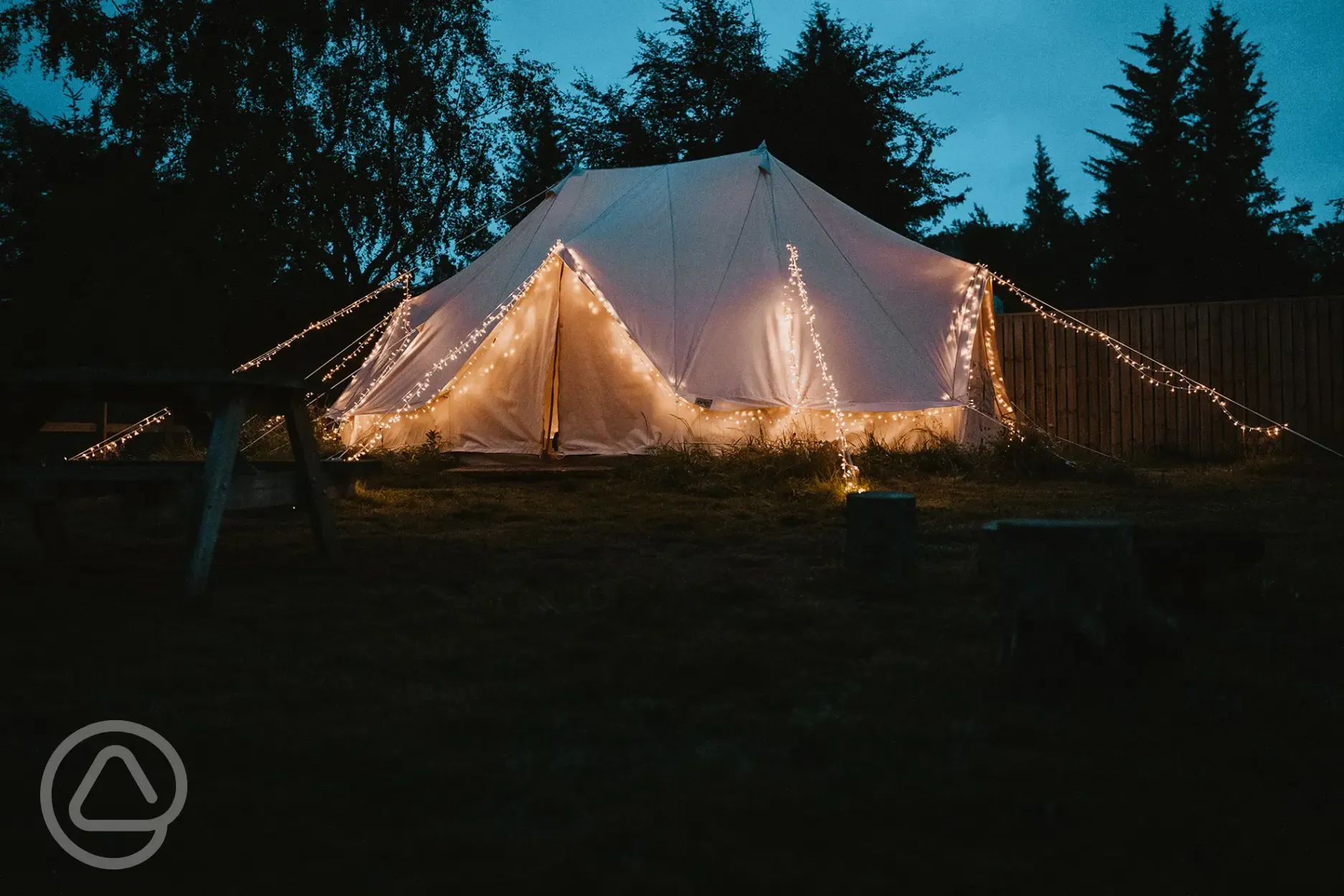 Bell tent at night