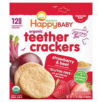 HappyBaby Teeth Crackers, Organic, Strawberry & Beet - 12 Each 