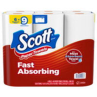 Scott Paper Towels, Fast Absorbing, One-Ply - 6 Each 