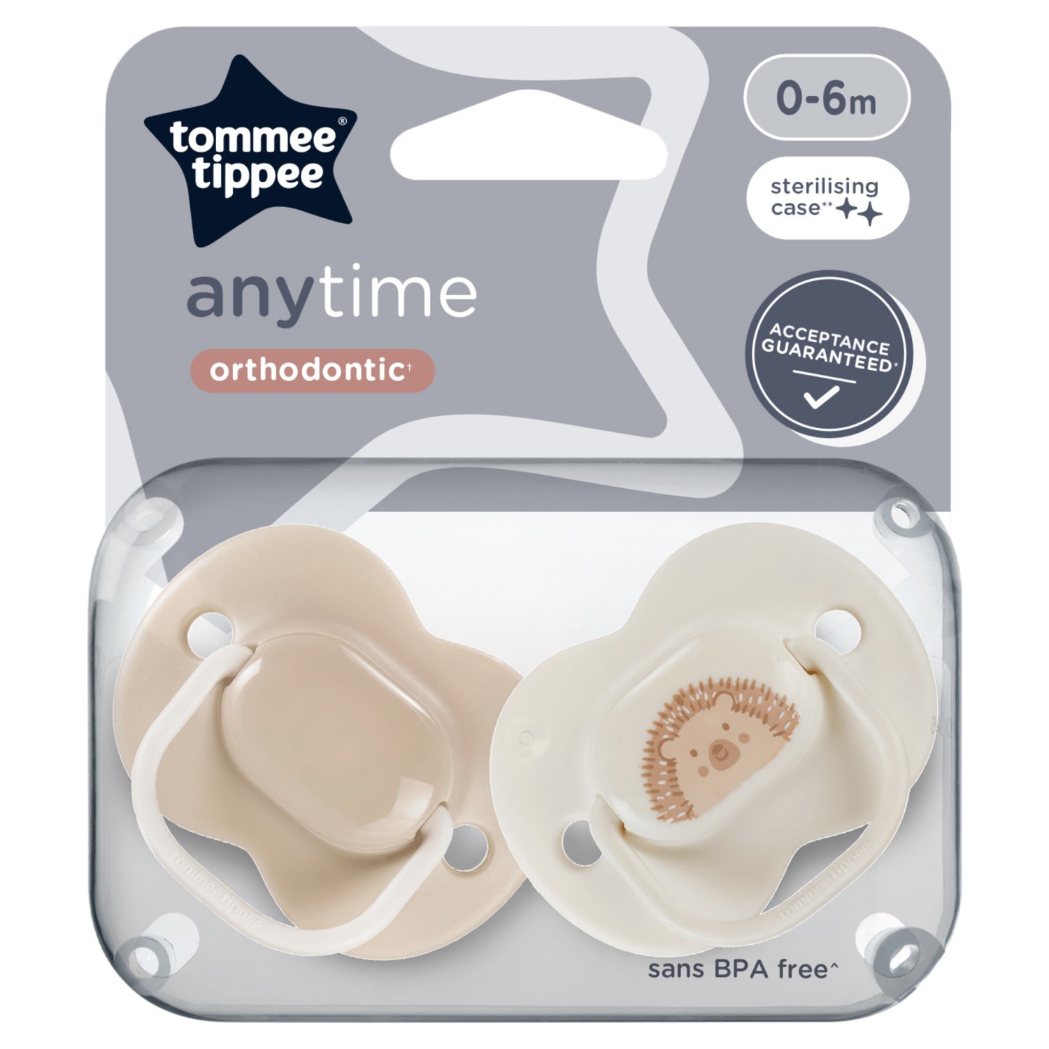 Tommee Tippee Anytime Orthodontic Soothers 0-6 Months (2 Piece)