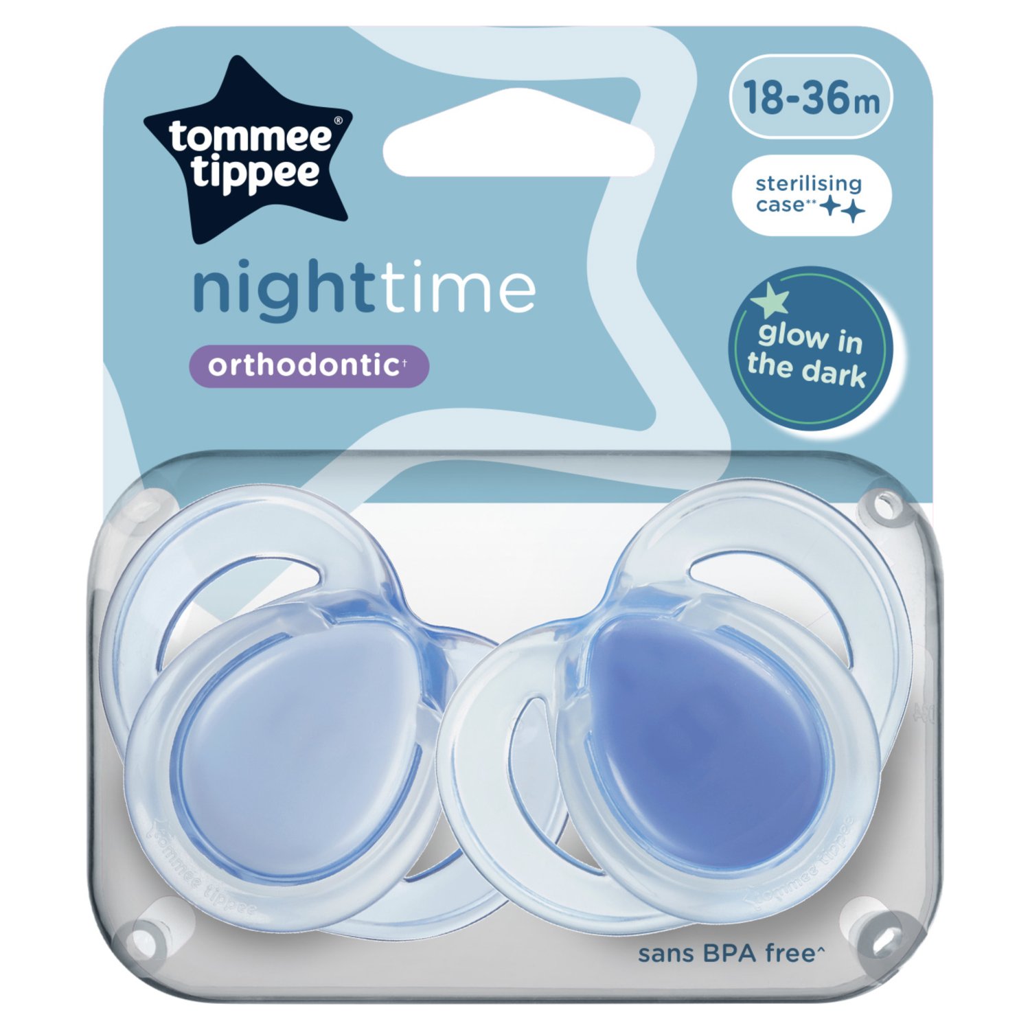 Tommee Tippee Nighttime Orthodontic Soothers 18-36 Months (2 Piece)