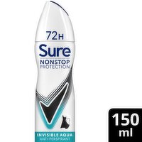 Sure Non Stop Invisible Aqua 72 Hour Antiperspirant Deodorant Spray (150 ml)