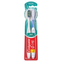 Colgate 360° Whole Mouth Clean Medium Toothbrushes Value Pack, 2 count