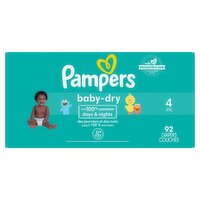 Pampers Baby-Dry Diapers, Size 4, 92 count