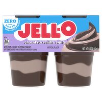 Jell-O Zero Sugar Chocolate Vanilla Swirls Reduced Calorie Pudding Snacks, 4 count, 14.5 oz