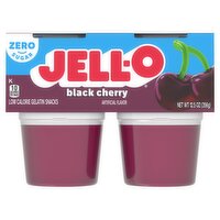 Jell-O Zero Sugar Black Cherry Low Calorie Gelatin Snack, 4 count, 12.5 oz