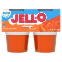 Jell-O Zero Sugar Orange Low Calorie Gelatin Snacks, 4 count, 12.5 oz