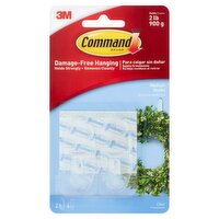 Command™ Clear Medium Hooks, 2 Hooks, 4 Strips/Pack