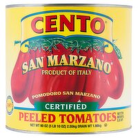 Cento San Marzano Certified Whole Peeled Tomatoes with Basil Leaf, 90 oz