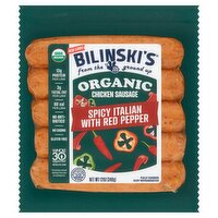 Bilinski's Organic Spicy Italian with Red Pepper Chicken Sausage, 12 oz