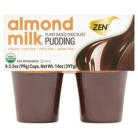 Zen Almond Milk Plant Based Chocolate Pudding, 3.5 oz, 4 count