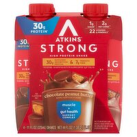 Atkins Strong Chocolate Peanut Butter High Protein Shake, 11 fl oz, 4 count