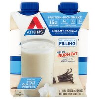 Atkins Creamy Vanilla Protein-Rich Shake, 11 fl oz, 4 count