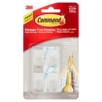 3M Command Brand Decorative Small Stainless Steel Metal Hooks, 4 count