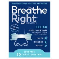 Breathe Right Clear Nasal Strips, Large, 30 count