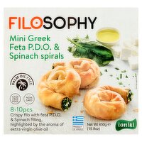 Ioniki Filosophy Mini Greek Feta P.D.O. & Spinach Spirals, 15.9 oz