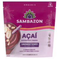 Sambazon Unsweetened Açaí Berry Puree Superfruit Packs, 4 count, 14.1 oz