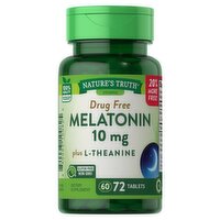 Nature's Truth Vitamins Drug Free Melatonin Plus L-Theanine Dietary Supplement, 10 mg, 72 count