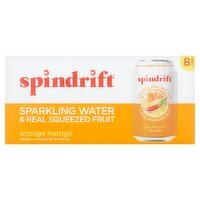 Spindrift Unsweetened Orange Mango Sparkling Water, 12 fl oz, 8 count