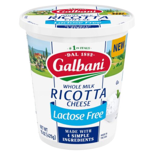 Galbani Lactose Free Whole Milk Ricotta Cheese, 15 oz