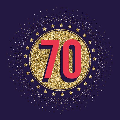 Seventy years Anniversary emblem Clipart Image