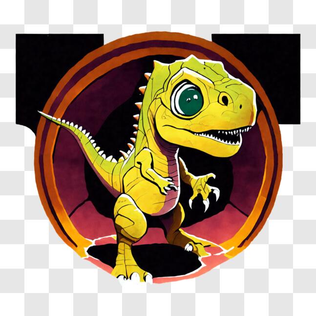 Download Yellow Dinosaur with Green Eyes PNG Online - Creative Fabrica