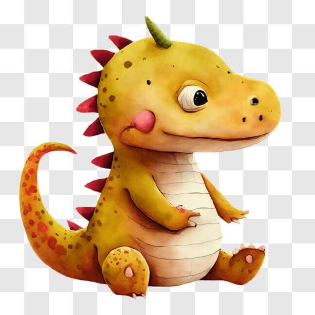 Download Adorable Yellow Dinosaur Sitting and Looking PNG Online ...