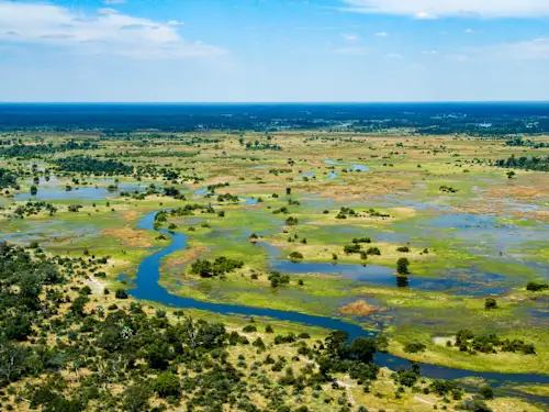 Luftaufnahme des Okavango-Deltas und der Sumpfgebiete, Botswana