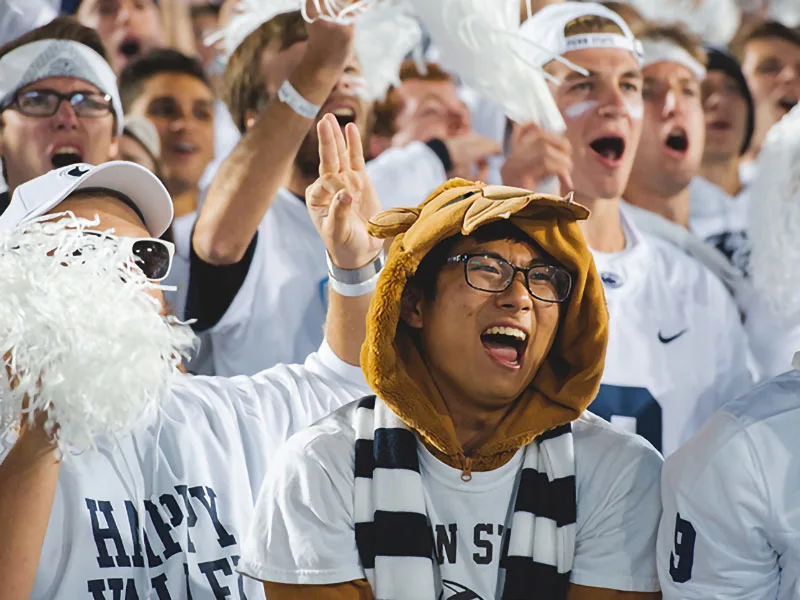 Photo of student section at White Out football game