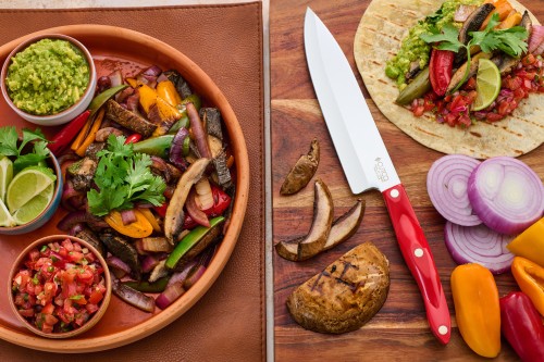 Seared Portobello Steak Fajitas With Pico de Gallo and Salsa Verde