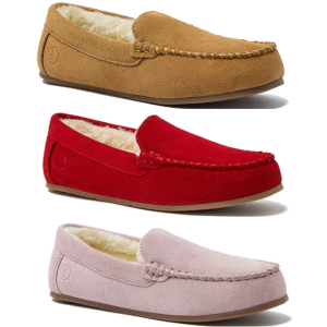 Lands' End Women's Faux Fur Moccasin Slippers