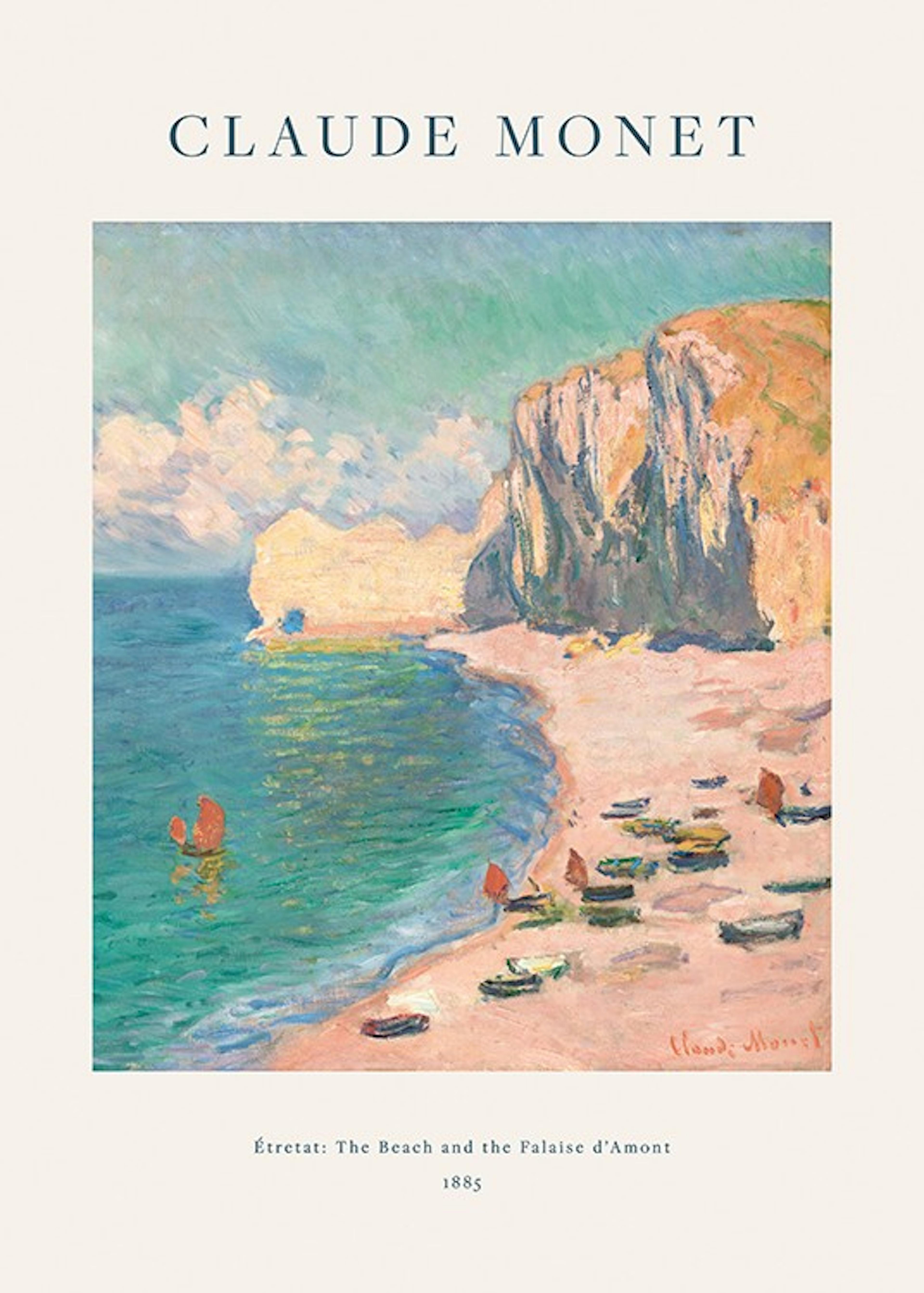 Monet - Étretat- The Beach and the Falaise d'Amont Plakat 0