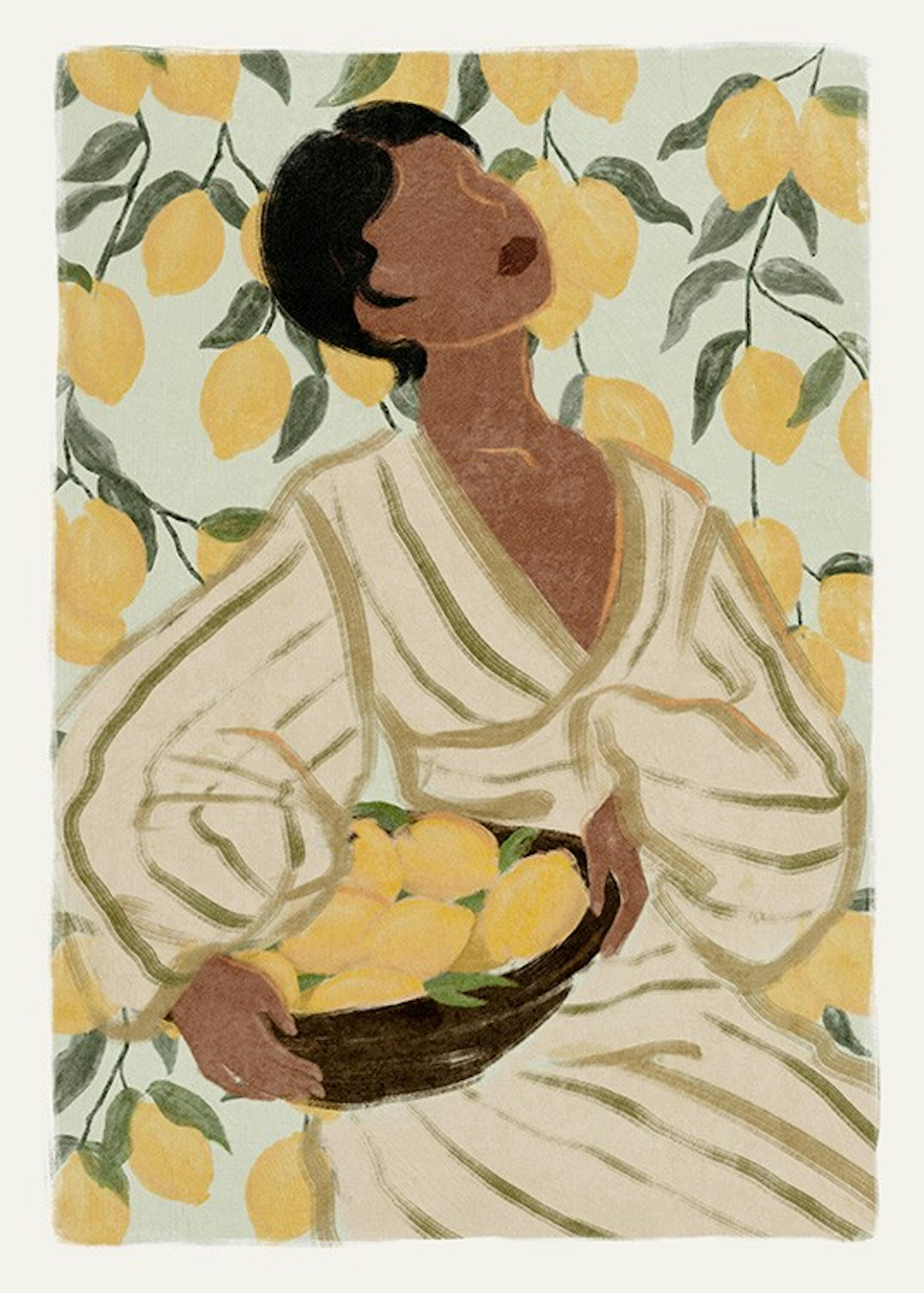 Woman in Citrus Garden Print 0