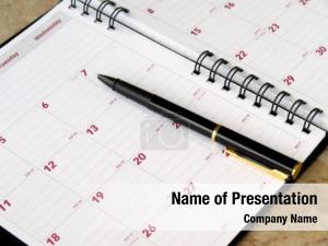 Pen monthly planner table  PowerPoint Template