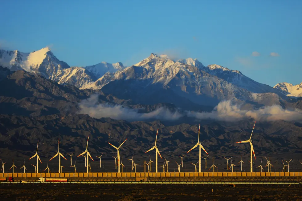 Wind power: China is building numerous wind farms, such as this one in Dabancheng District, Urumqi in the northwestern Xinjiang region