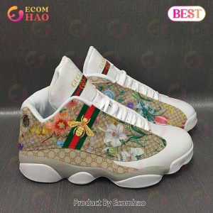 Gucci Air Jordan 13 Sneaker White Brown GC Shoes, Sneakers