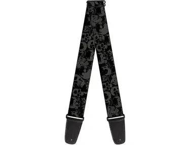 Buckle-Down Guitar Strap - Skull Pile Black Grey 2 Inch