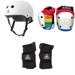 Triple 8 The Certified Sweatsaver Skateboard Helmet ​+ 187 Slim Knee Pads ​+ Triple 8 Wristsaver Slide On Wrist Guards