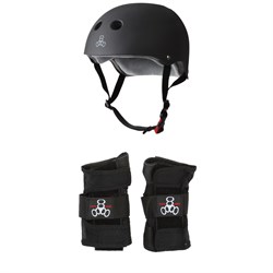 Triple 8 The Certified Sweatsaver Skateboard Helmet ​+ Wristsaver Slide On Wrist Guards