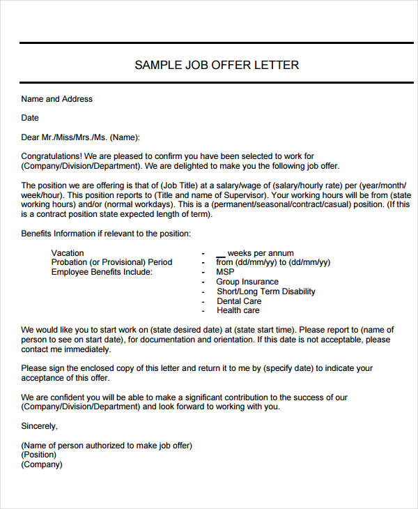 Offer Letter - 58+ Examples, Word, Pages, Google Docs, Outlook, How to ...