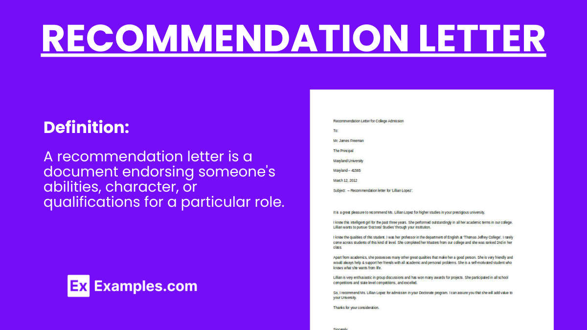 Recommendation Letter