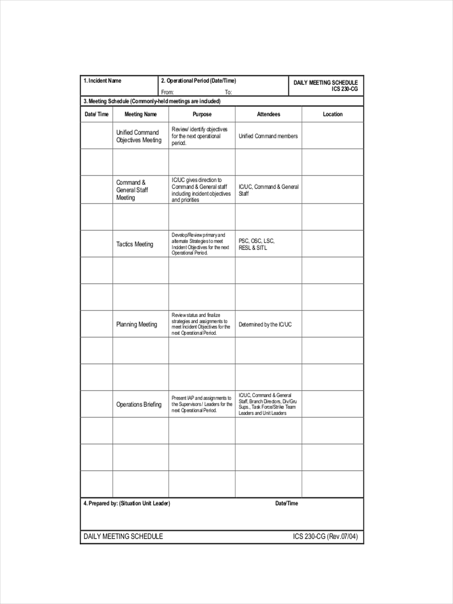 On Meeting Dates Schedule