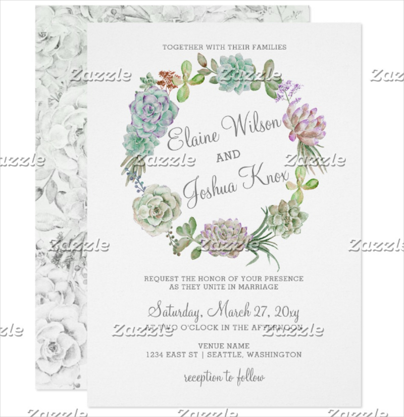 Desert Succulent Wreath Wedding Invitation