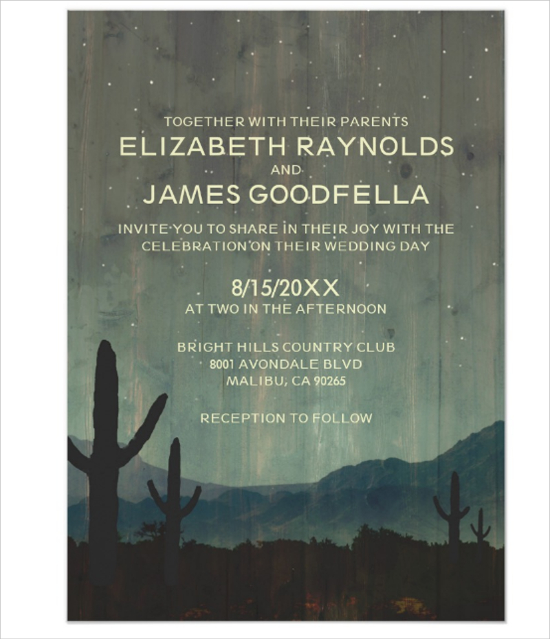 Rustic Cactus Wedding Invitation