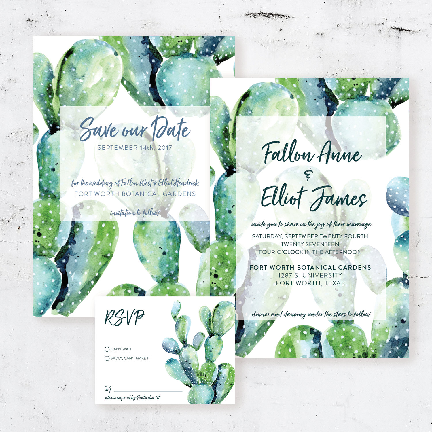 Watercolor Cactus Succulent Desert Wedding Invitation