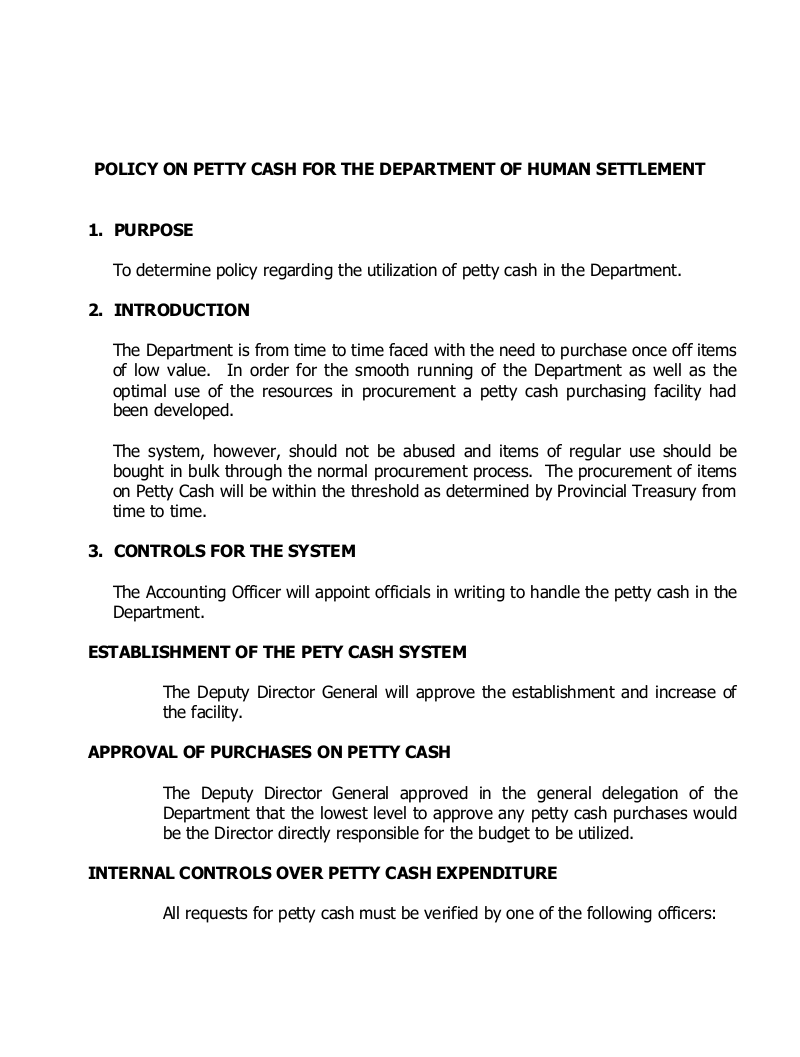 Petty Cash Procedures