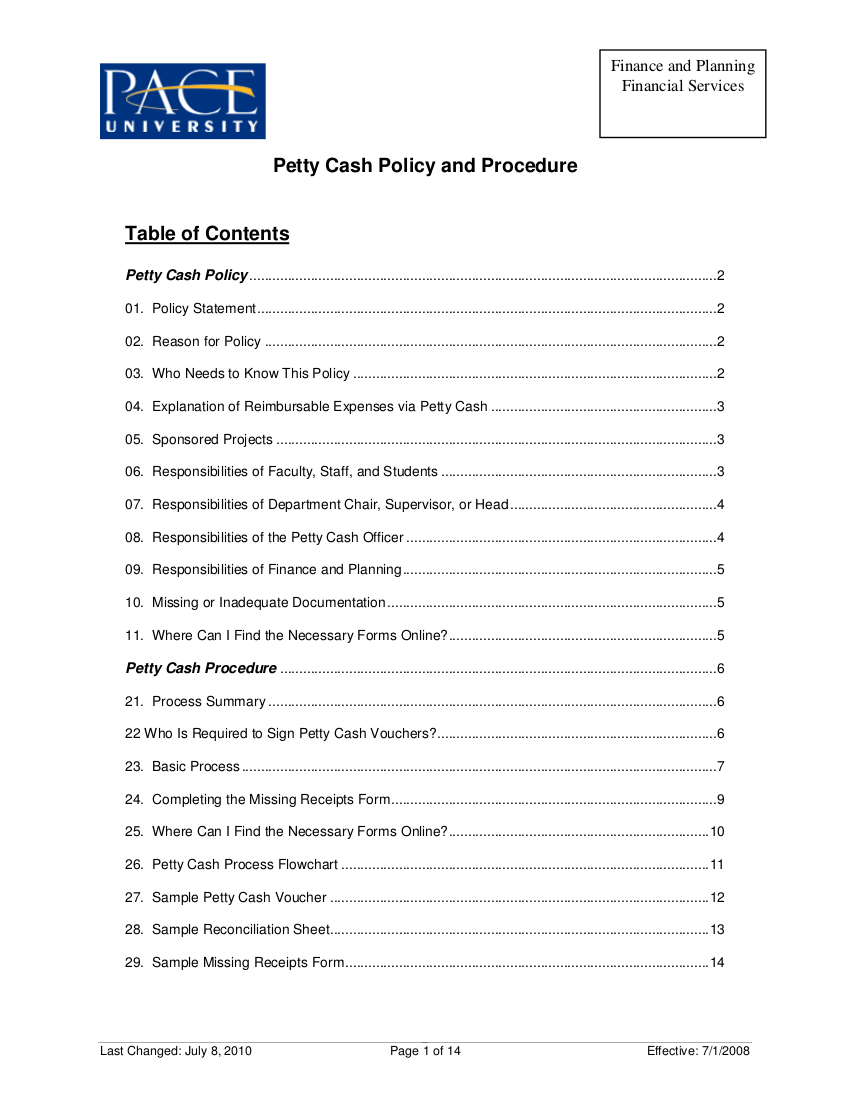 Petty Cash Procedures