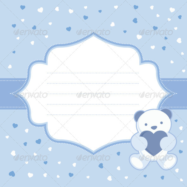 Blue Greeting Card with Teddy Bear