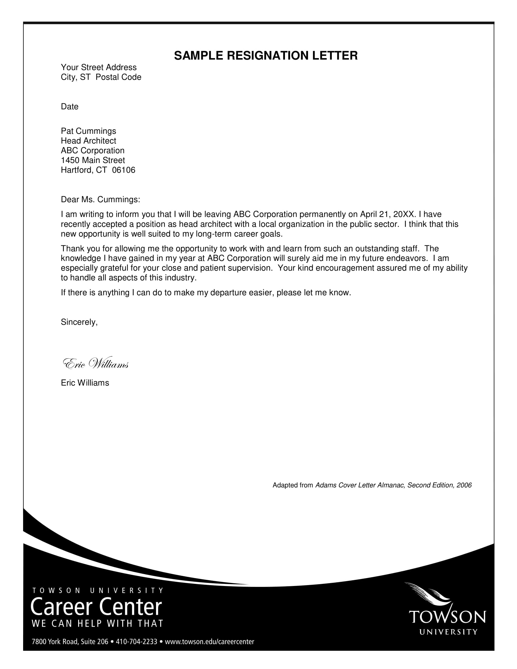 Sample resignation letter - imagingsalo